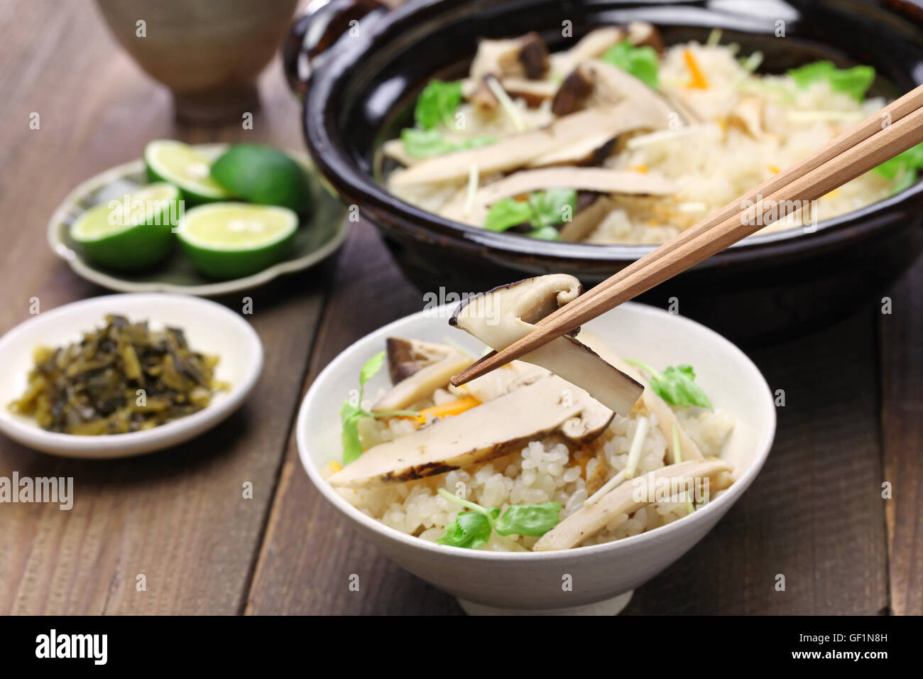 matsutake gohan, rice cooked with matsutake mushroom, japanese food
