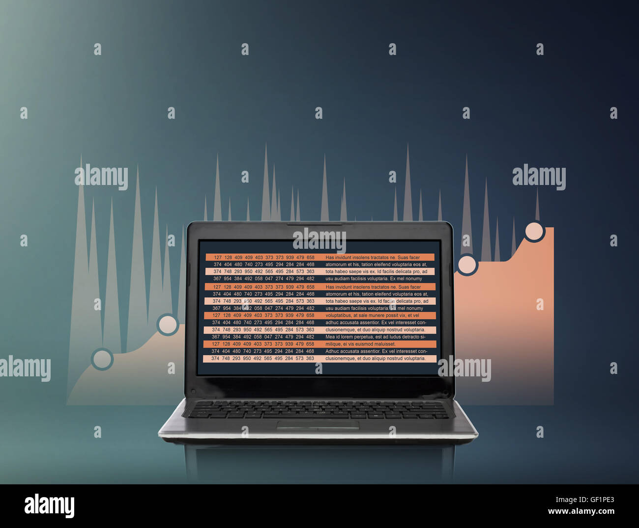 laptop computer with charts on screen Stock Photo - Alamy