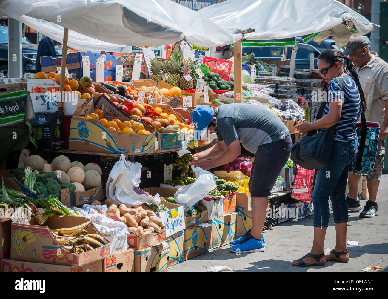 A fruit and vegetable stand in the Chelsea neighborhood of New York on