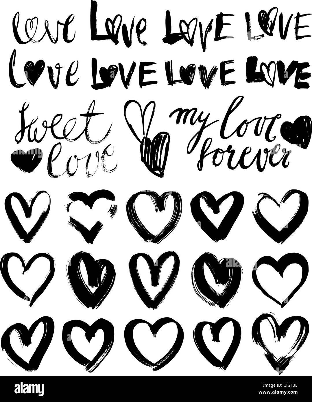 Hand drawn grunge hearts Stock Vector Image & Art - Alamy