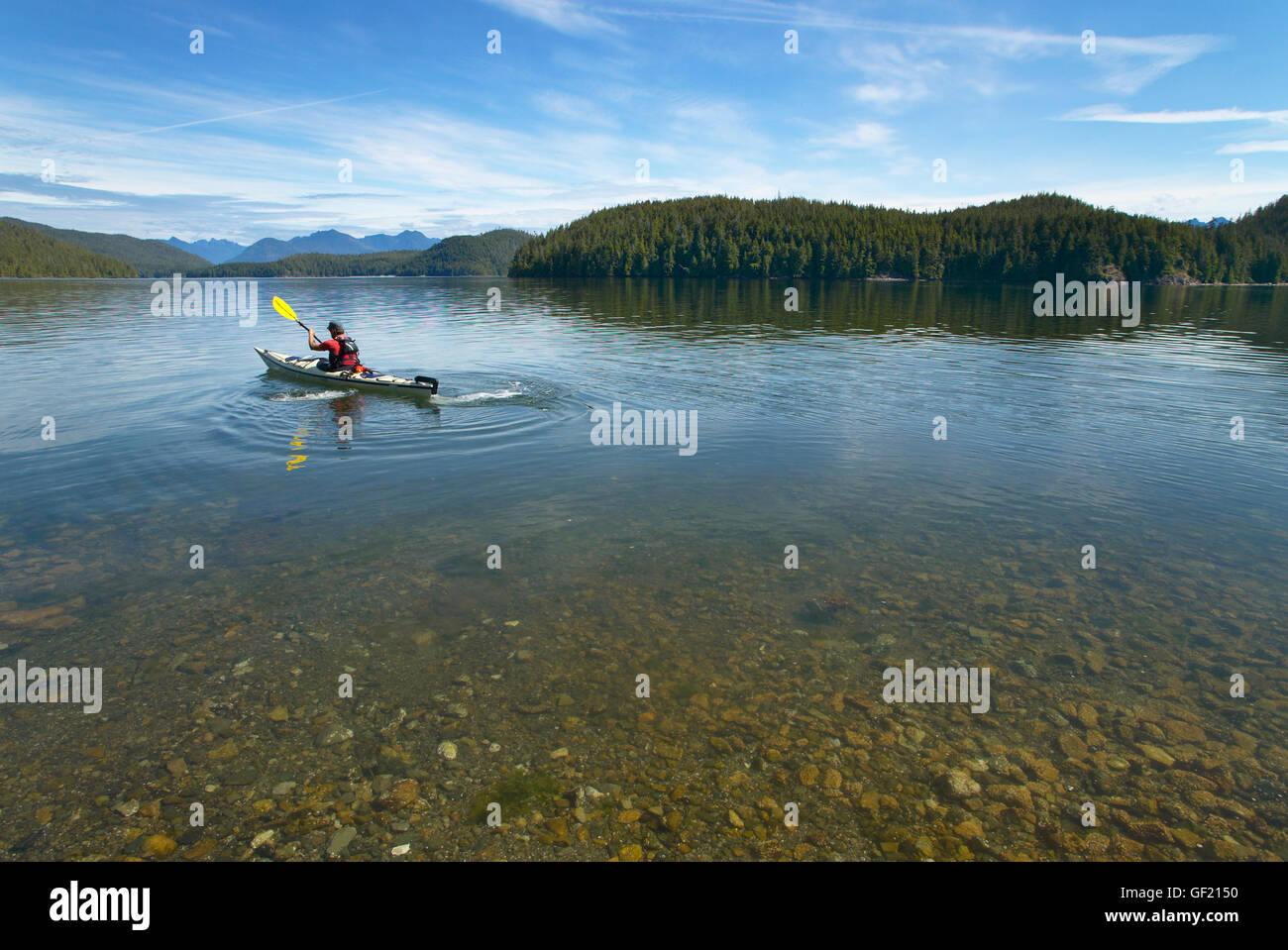 Canoeing in Kennedy Lake. Vancouver. British Columbia. Canada ...