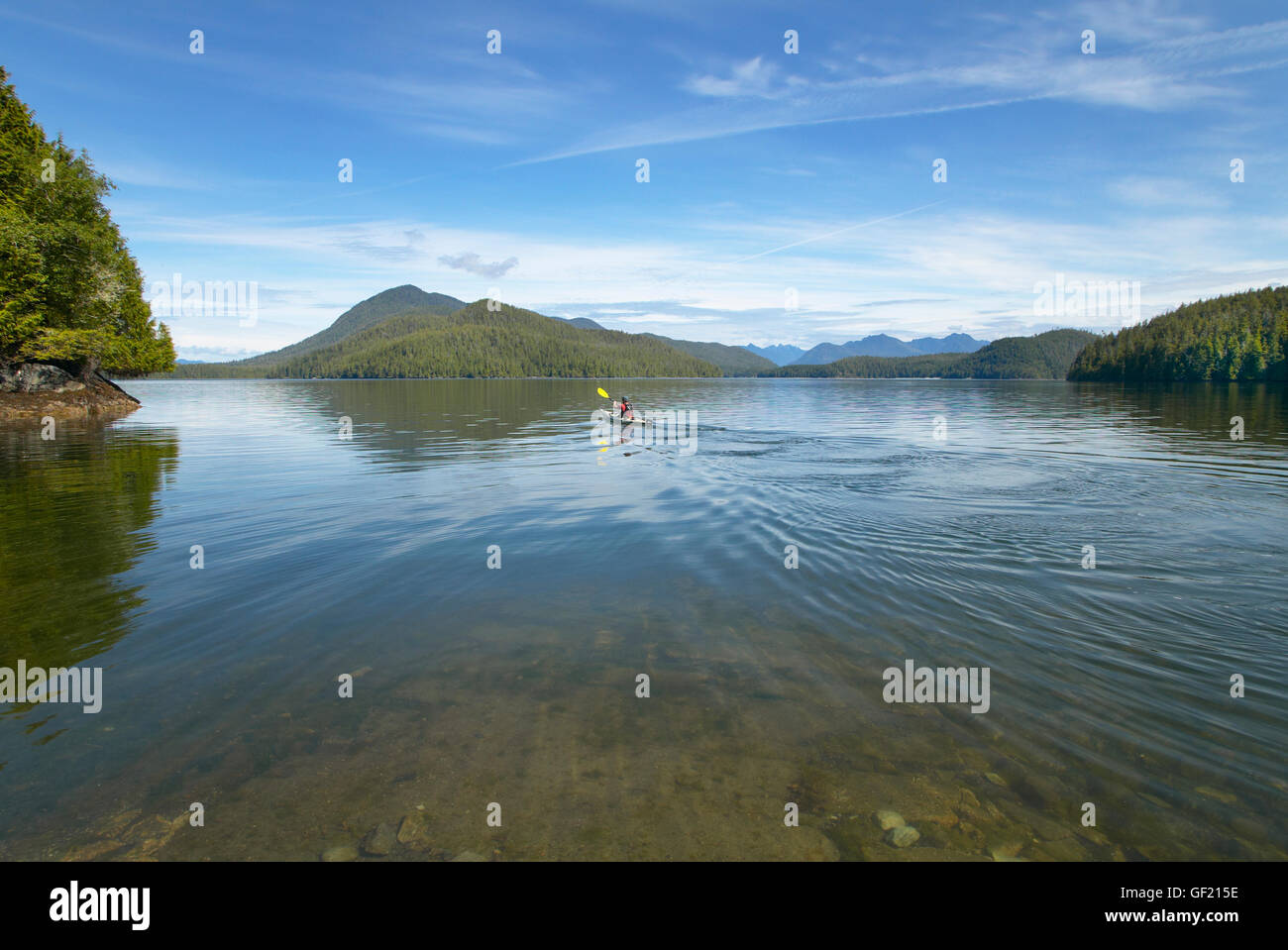 Canoeing in Kennedy Lake. Vancouver. British Columbia. Canada