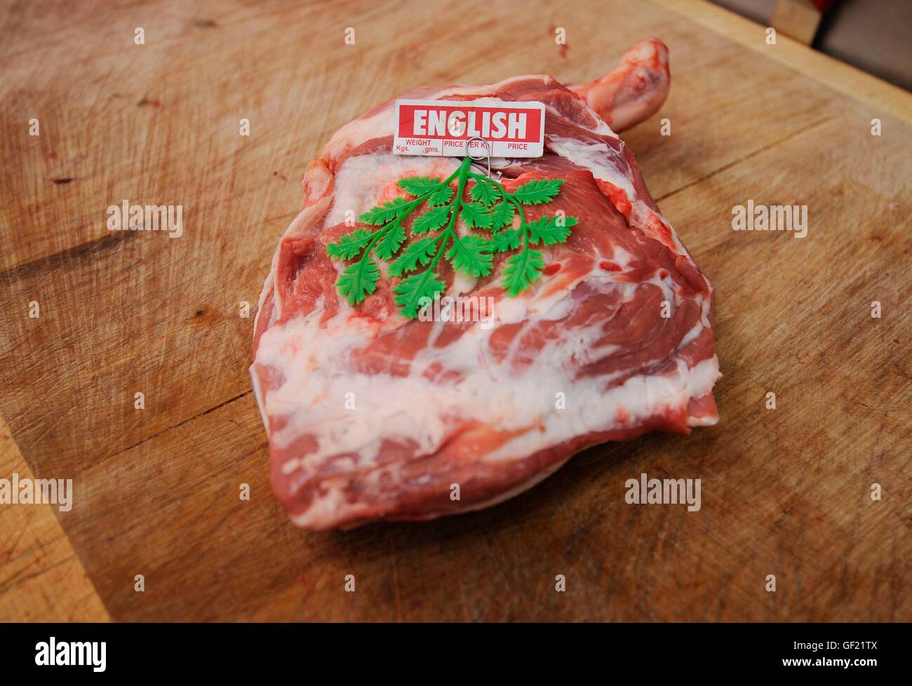 A cut of lamb in Jago Butchers in Chelsea, London, as British lamb could be back in the US by next year as a deal to lift export restrictions has moved a step closer, Farming Minister George Eustice has announced. Stock Photo