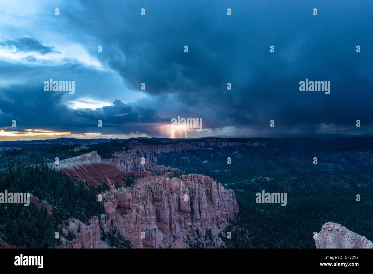 Rainbow Point during a thunderstorm, Bryce Canyon National Park, Utah, USA Stock Photo
