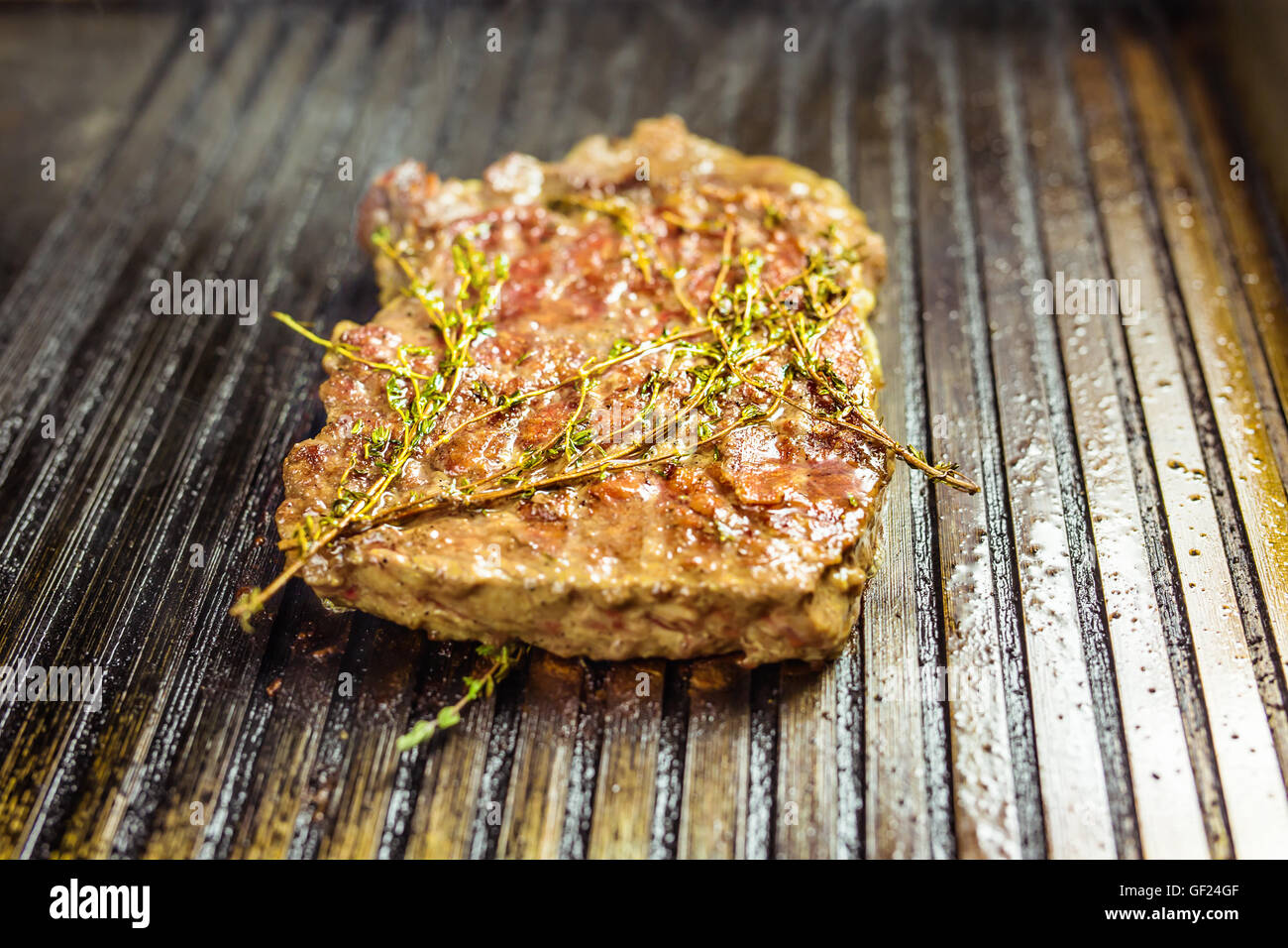 Grilled meat. Juicy steak from beef Stock Photo Alamy
