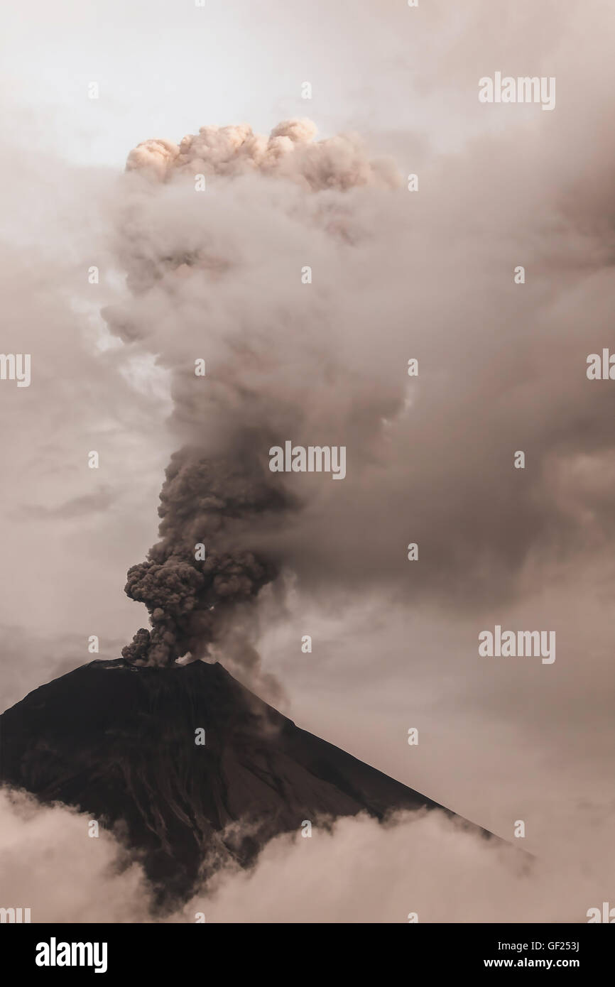 Tungurahua Volcano, Intense Strombolian Activity, Ecuador Stock Photo