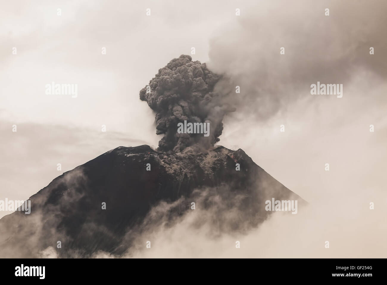 Tungurahua Volcano, Intense Strombolian Activity, Ecuador Stock Photo