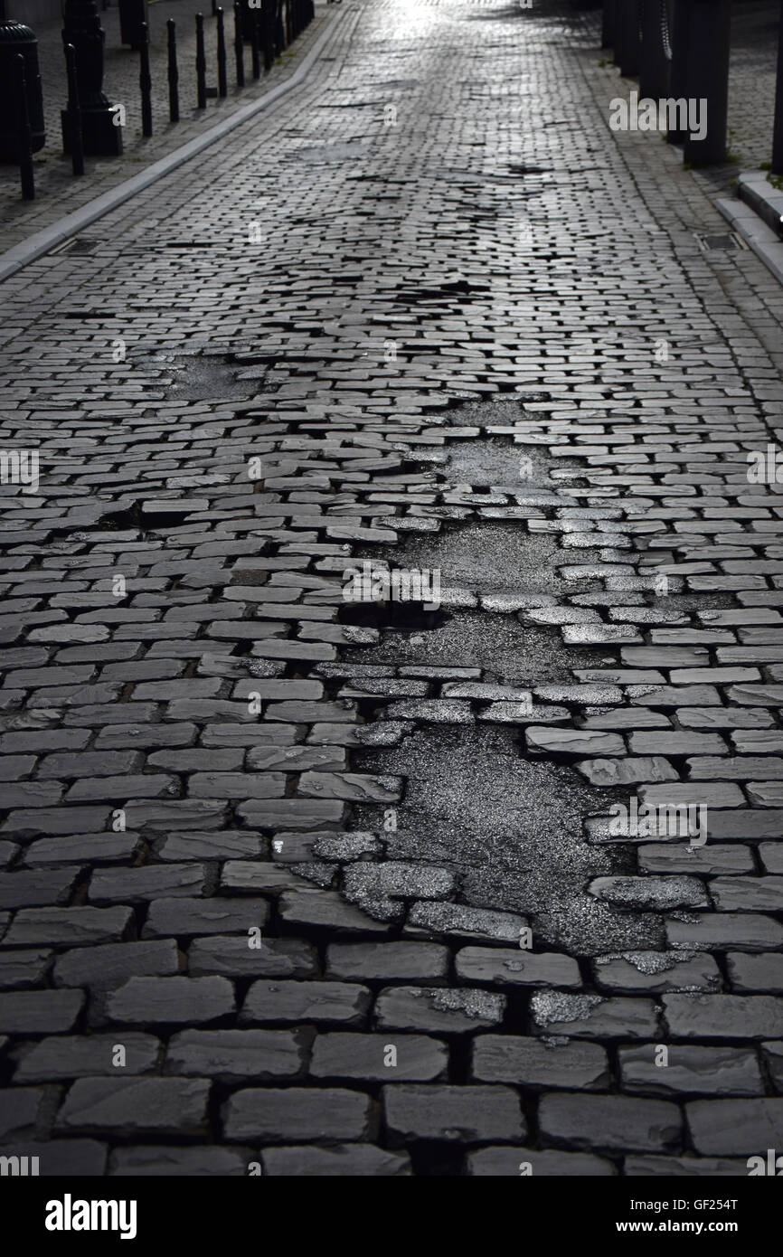 a macadam street in Brussels Stock Photo