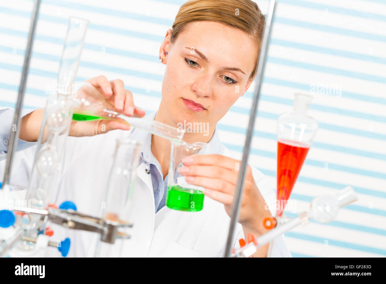 Young scientist works in modern biological lab Stock Photo