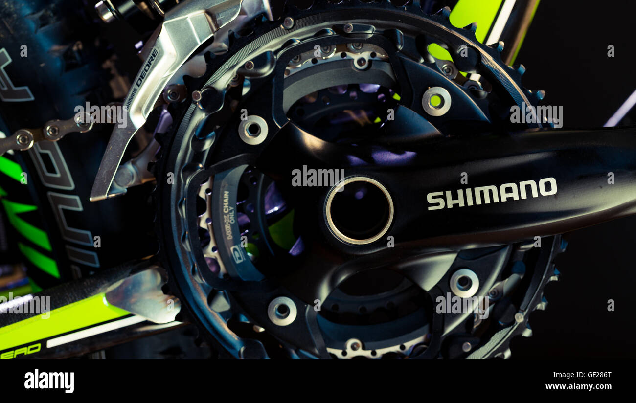 BERLIN, GERMANY - 1 SEPTEMBER 2015: The Shimano, Inc.  is a Japanese multinational manufacturer of cycling components Stock Photo