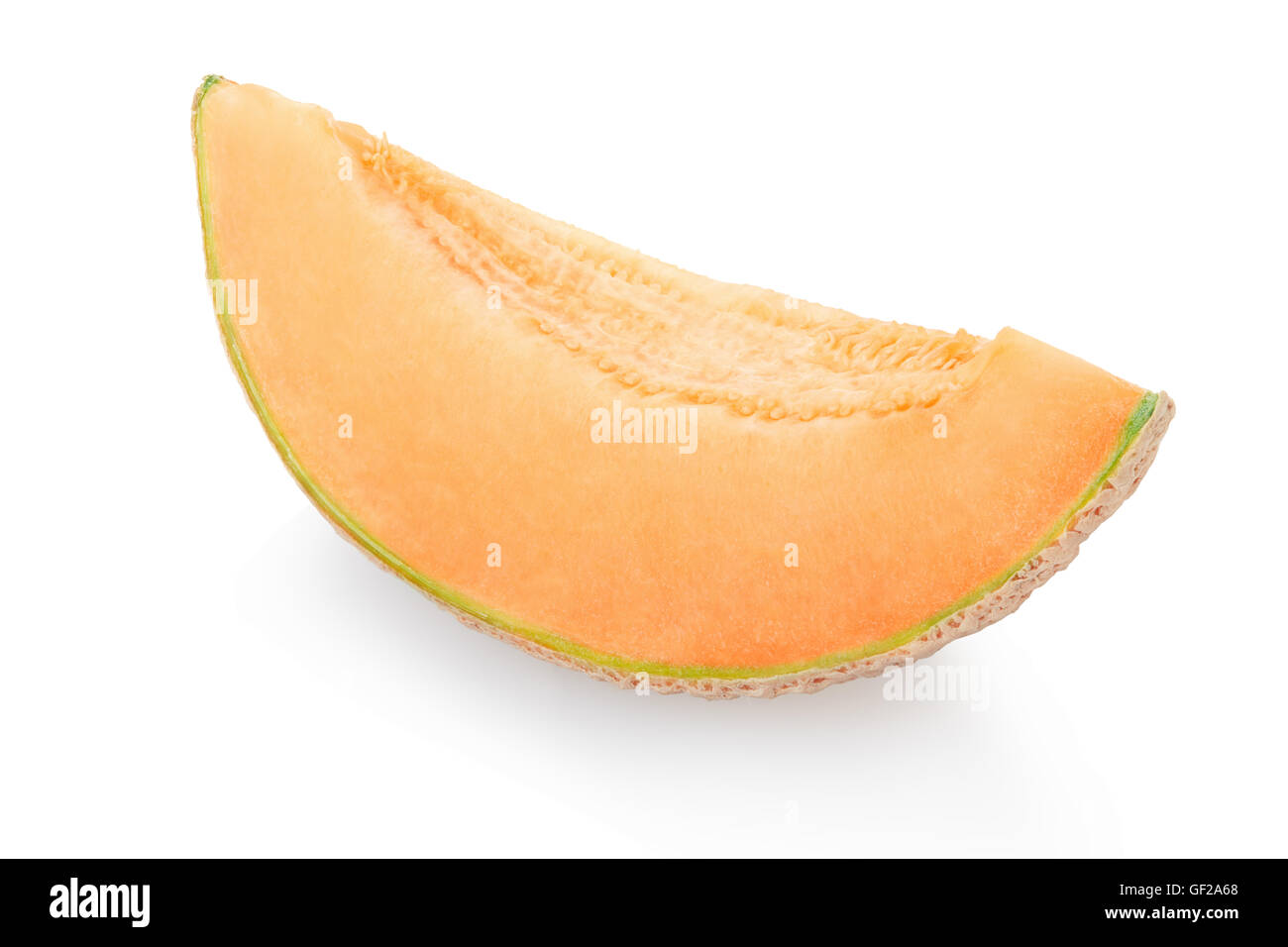 Cantaloupe melon slice isolated on white Stock Photo