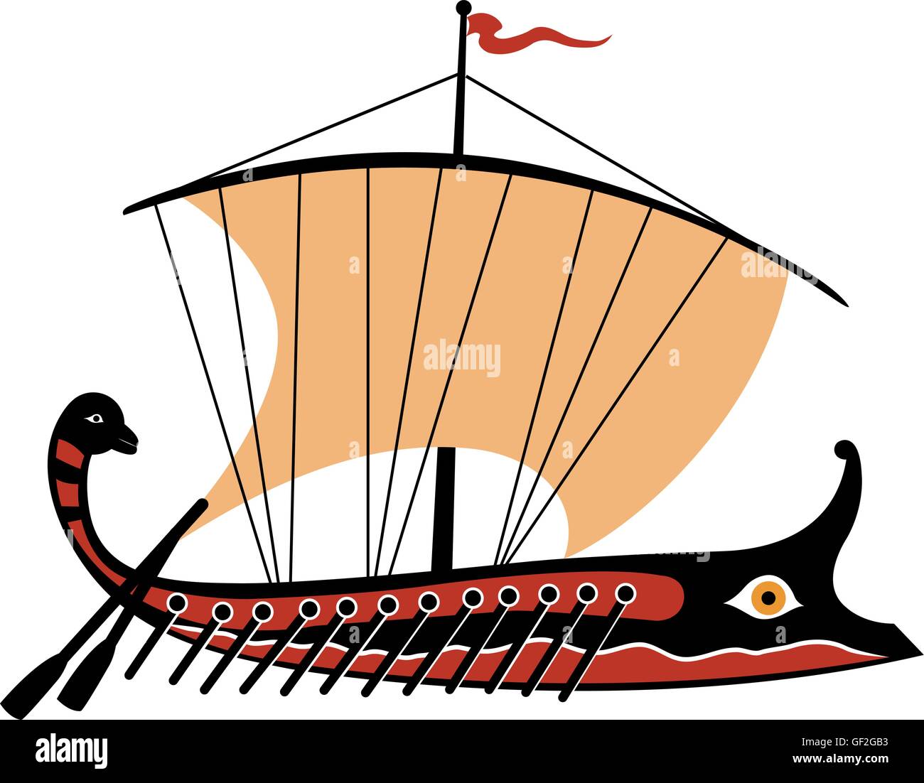 Greek trireme ancient ship Stock Vector