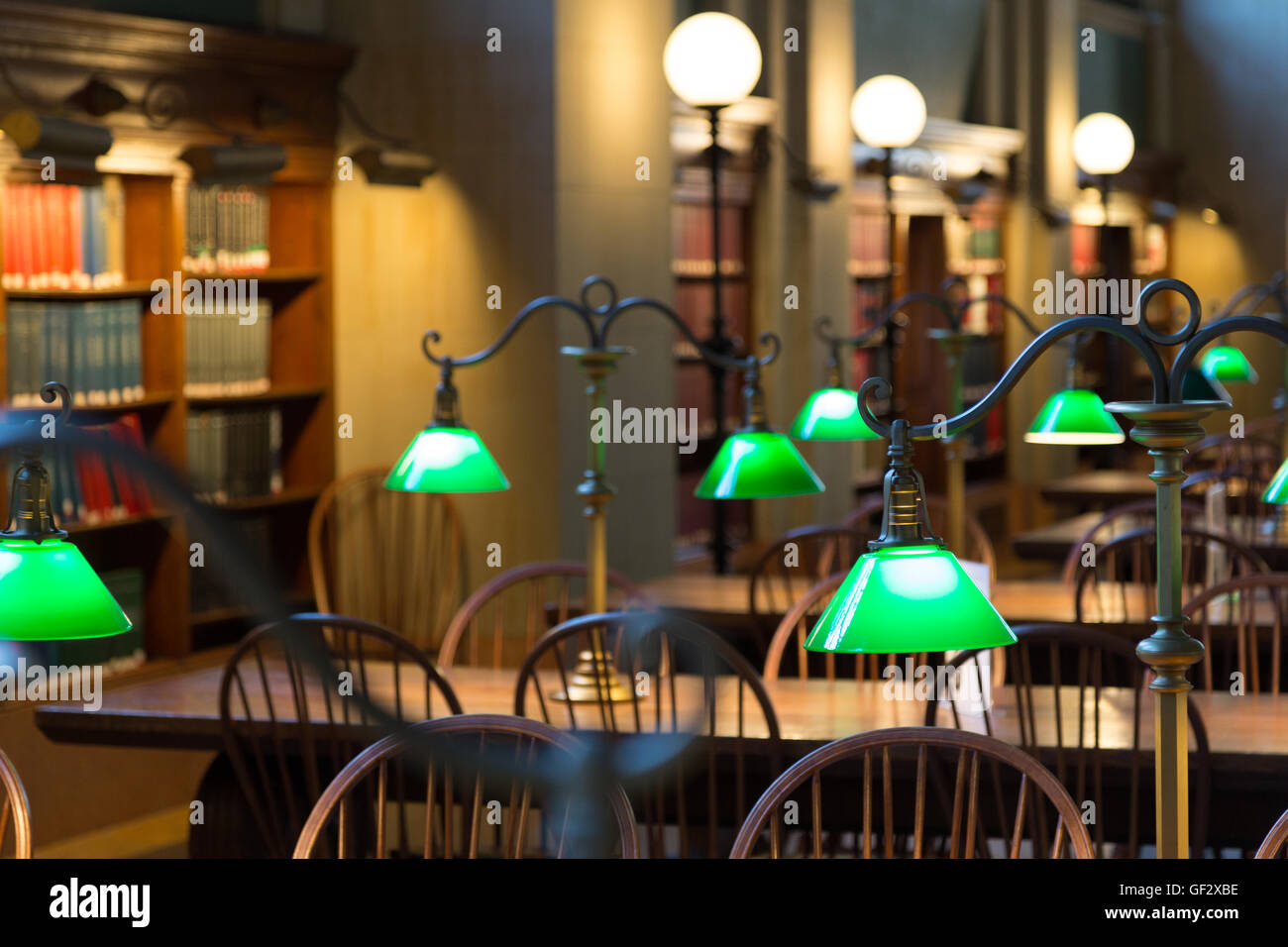 A photograph of the reading room in the Boston Central Library in