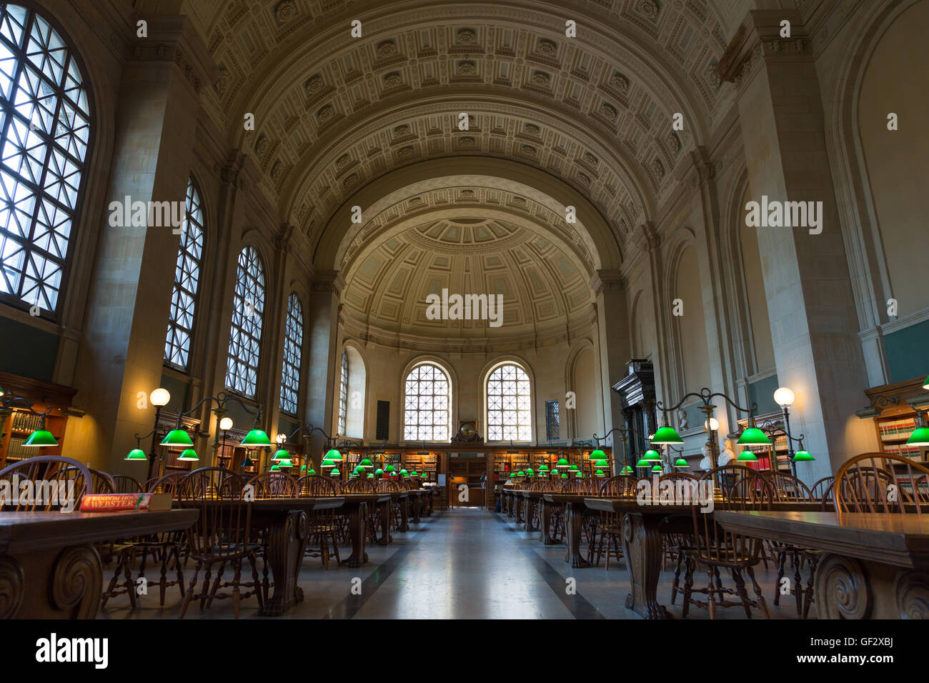 A photograph of the reading room in the Boston Central Library in