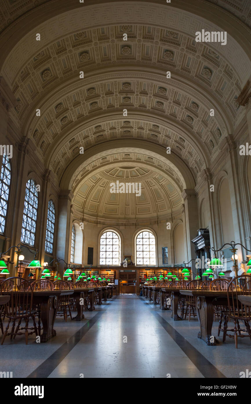 A photograph of the reading room in the Boston Central Library in