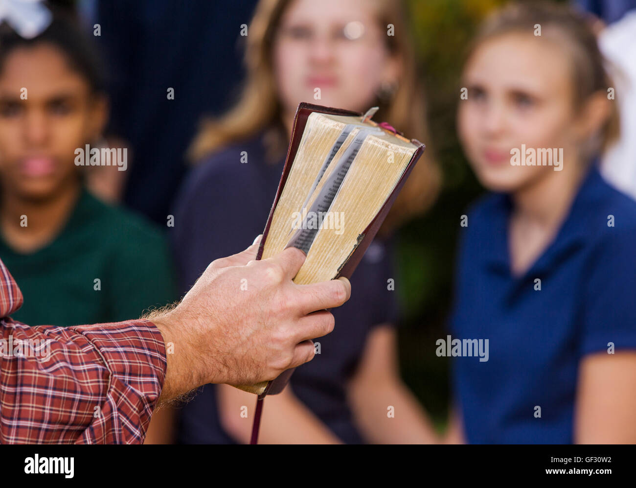 Bible study class of students at private Christian school. Stock Photo