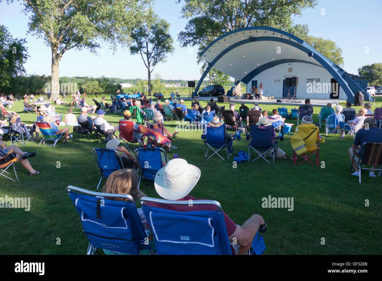 Outdoor concert in Montague, Michigan. Stock Photo