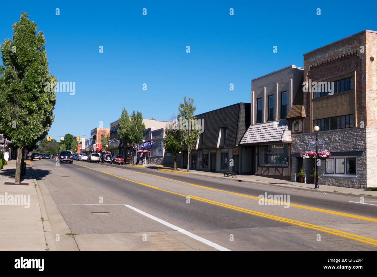 Colby Street in downtown Whitehall, Michigan. Stock Photo