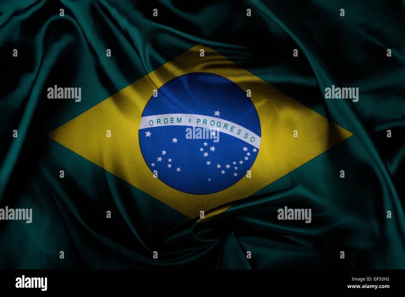 Closeup of silky Brazilian flag Stock Photo Alamy
