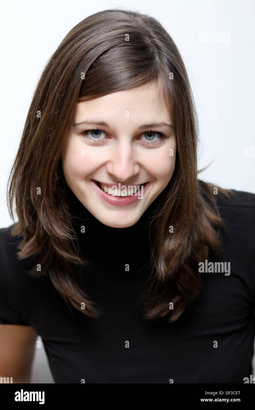 Closeup portrait of a happy young woman Stock Photo - Alamy