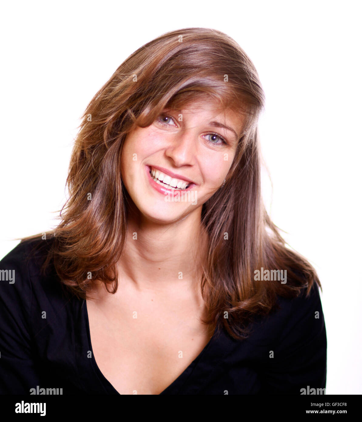 Closeup portrait of a happy young woman Stock Photo - Alamy