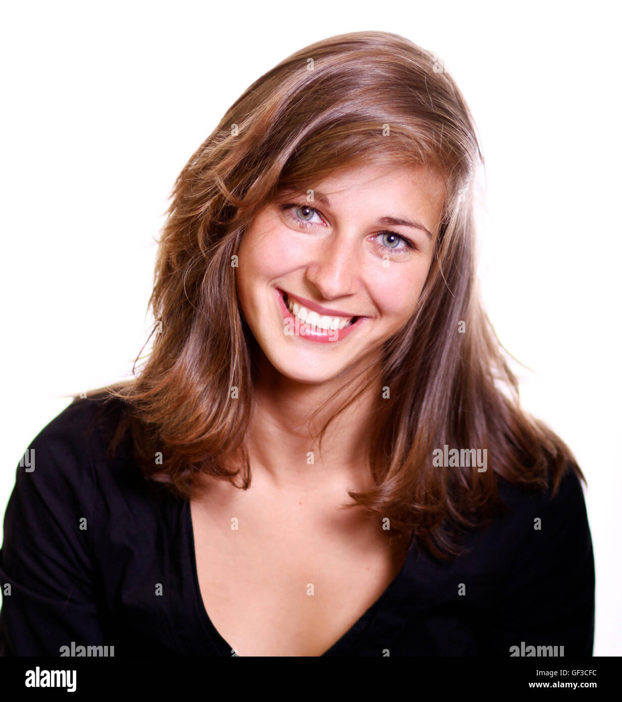 Closeup portrait of a happy young woman Stock Photo - Alamy