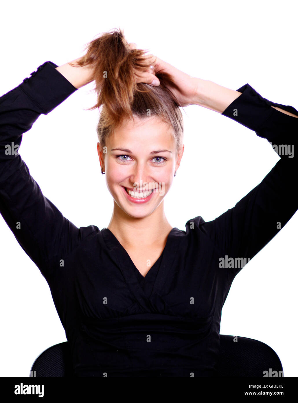 Closeup portrait of a happy young woman smiling Stock Photo - Alamy