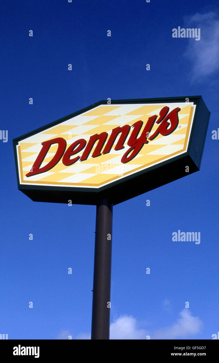 Denny s logo on wall editorial stock photo. Image of stone - 217528143