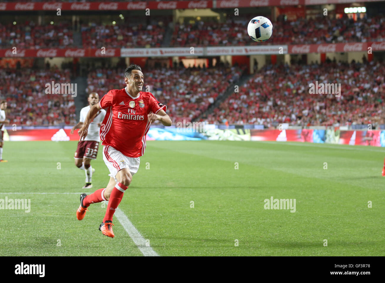 Lisbon, Portugal. 27th July, 2016. SL Benfica's forward from Brazil Jonas tries to control the ball Credit:  Alexandre Sousa/Alamy Live News Stock Photo