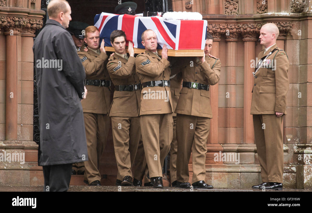 Dumfries, Scotland, UK. 28th July, 2016. Funeral of Joshua Hoole at
