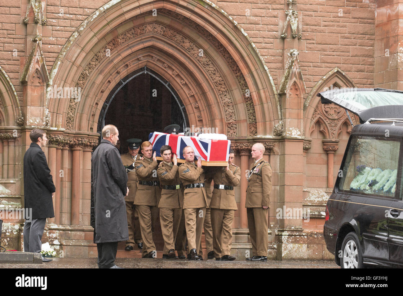 Dumfries, Scotland, UK. 28th July, 2016. Funeral of Joshua Hoole at