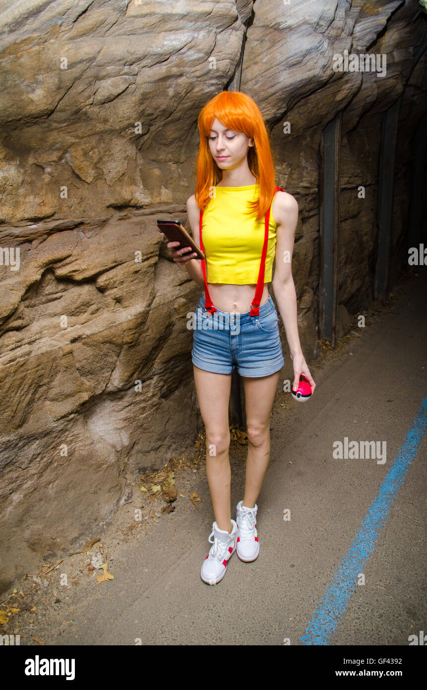 Sydney, Australia: 29th July 2016: Misty Pokemon Cosplay Photoshoot  inspired by the release of the new game Pokemon Go. Pokemon Go is an app  game that allows the player to catch Pokemon