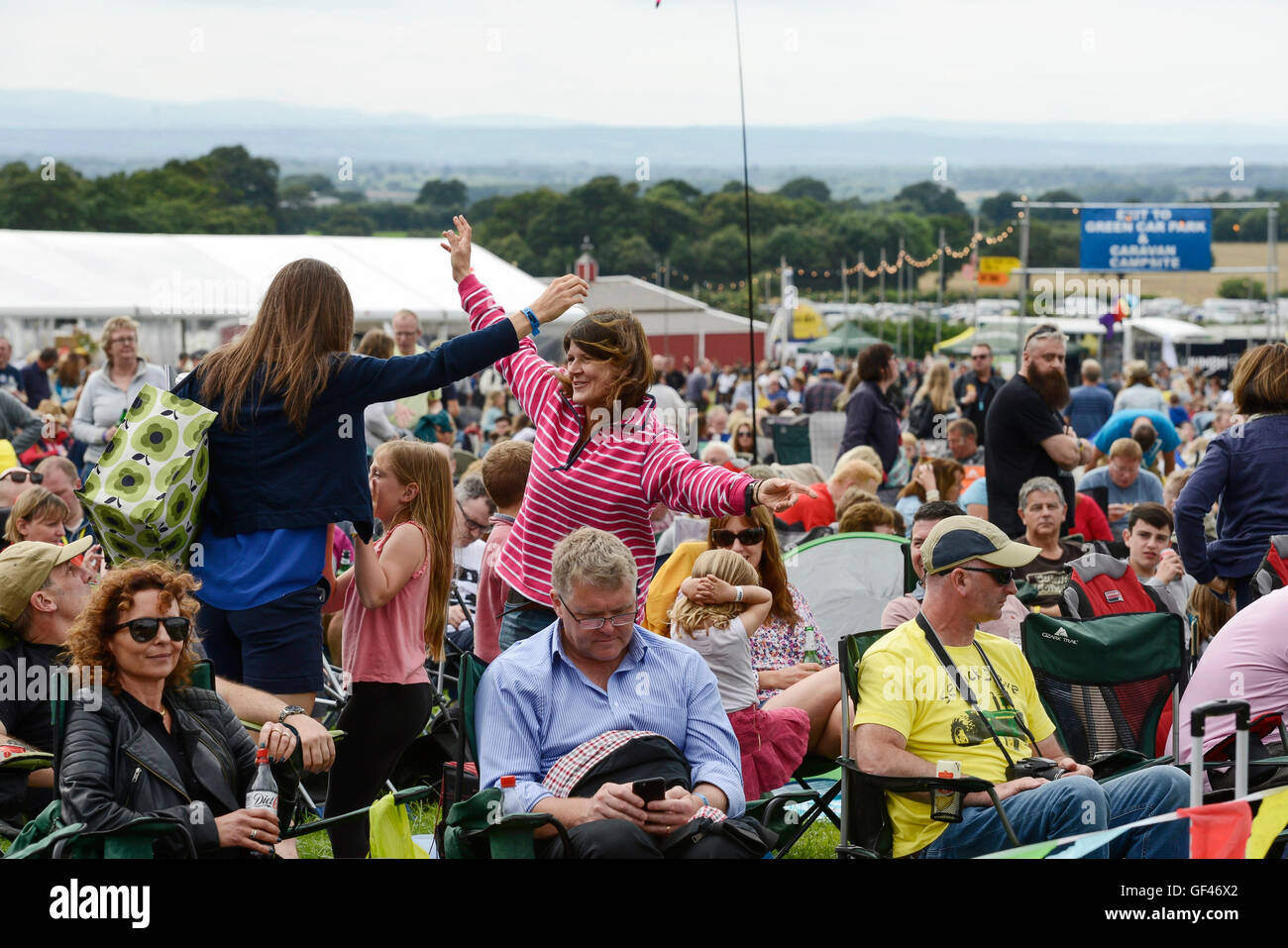 Bolesworth, Cheshire, UK. 29th July 2016. Fans waiting for Texas to come to the Main stage. The event is the brainchild of Chris Evans and features 3 days of cars, music and entertainment with profits being donated to the charity Children in Need. Credit:  Andrew Paterson/Alamy Live News Stock Photo