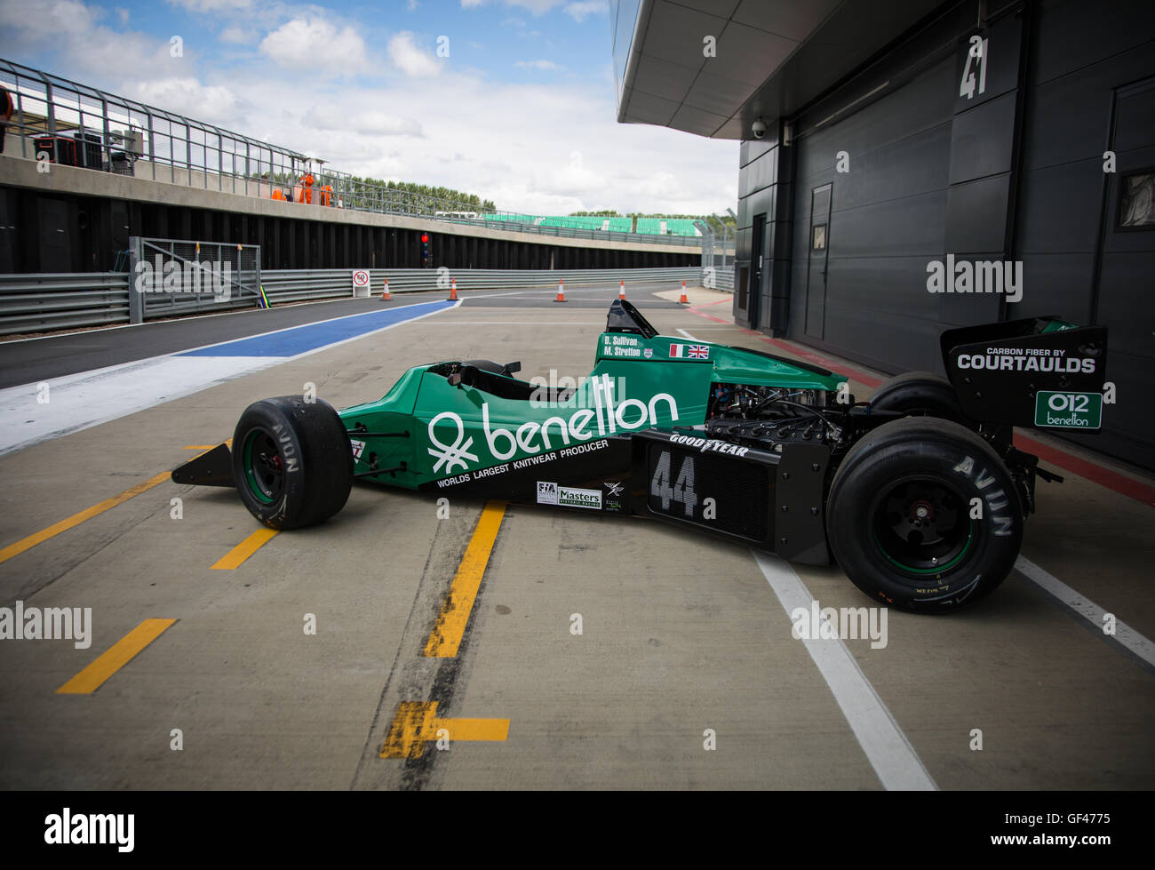 Northamptonshire, UK. 29th July, 2016. The Tyrrell 012 in Benetton colours  that will be racing in the FIA Masters Historic Formula One Credit: steven  roe/Alamy Live News Stock Photo - Alamy