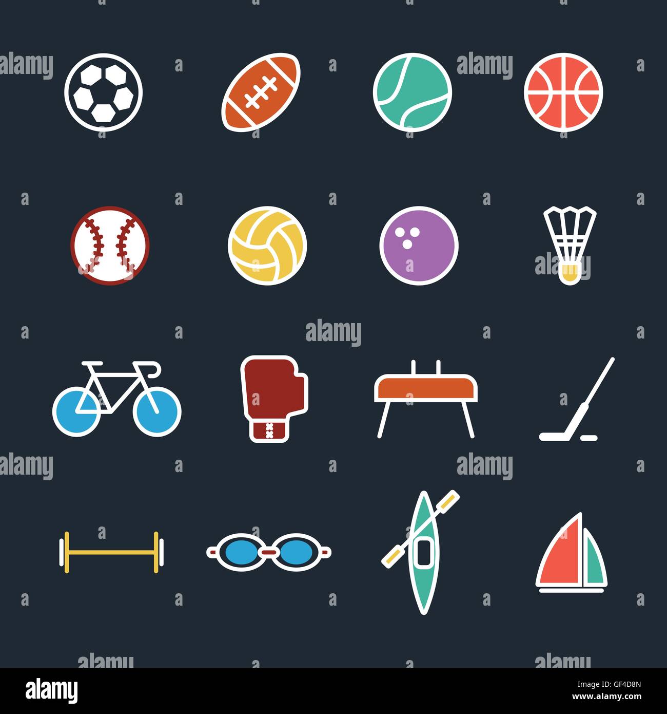 Set of sport icons flat design isolated vector illustration Stock ...