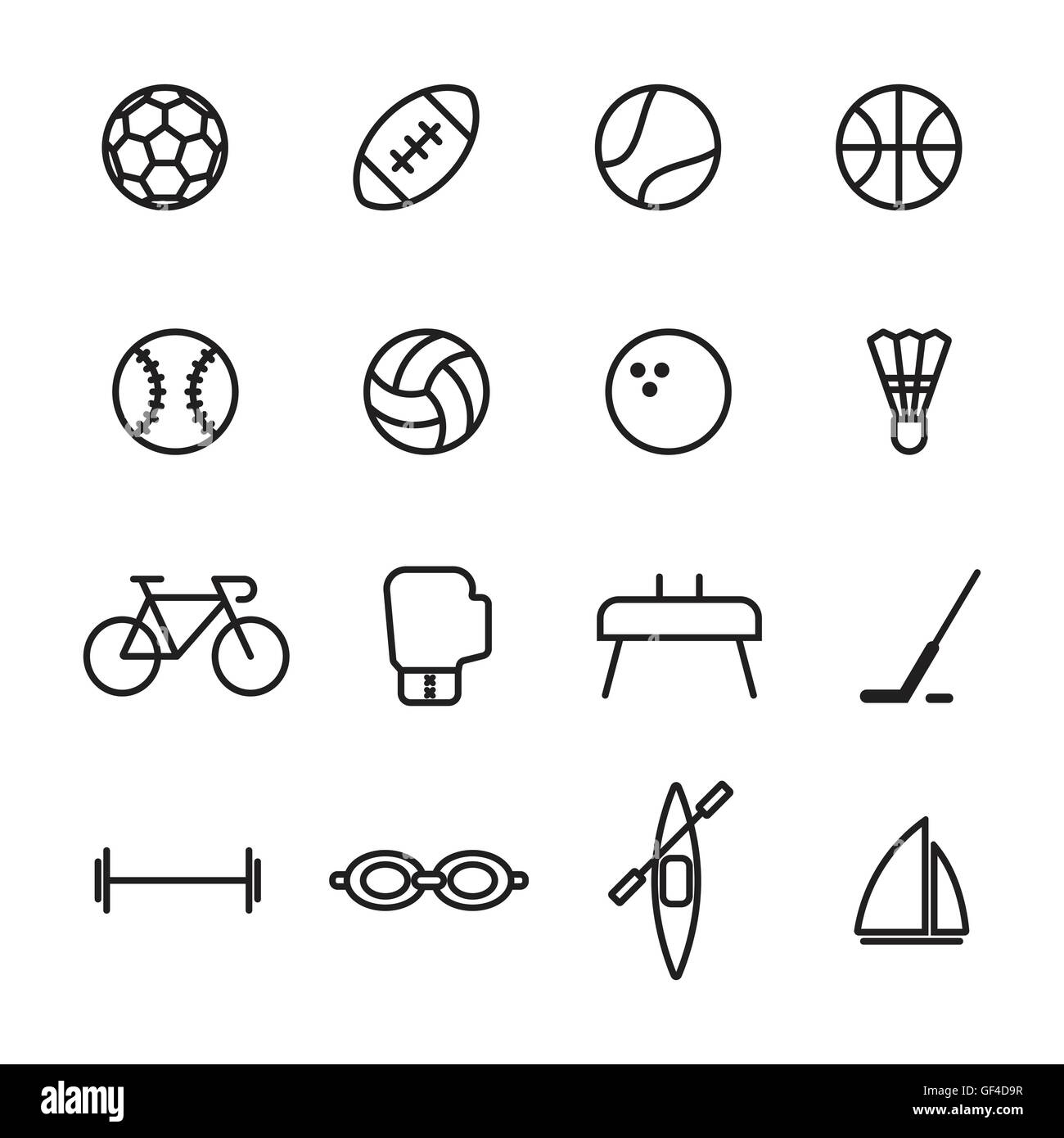 Set of sport line icons vector illustration on white background Stock ...
