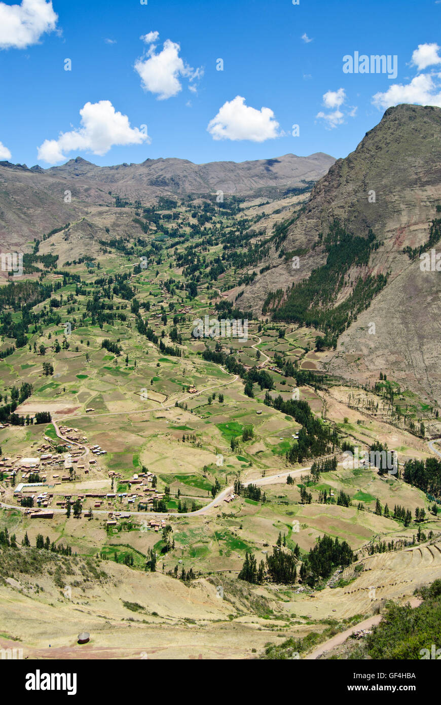 The valley of Pisac village Stock Photo