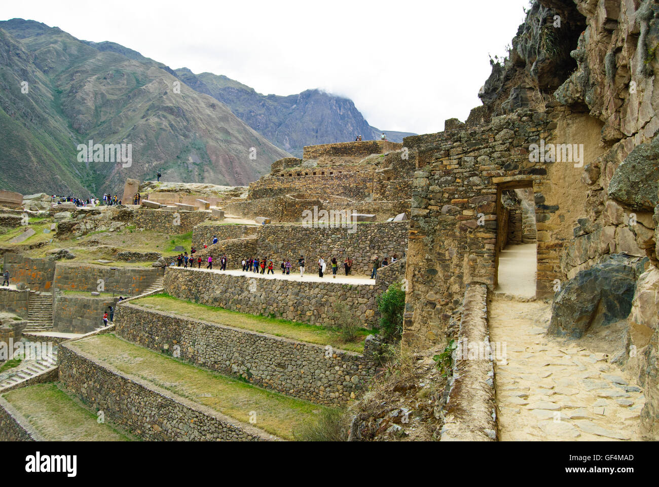 The ruins of Ollantaytambo, the Inca civilization. Stock Photo