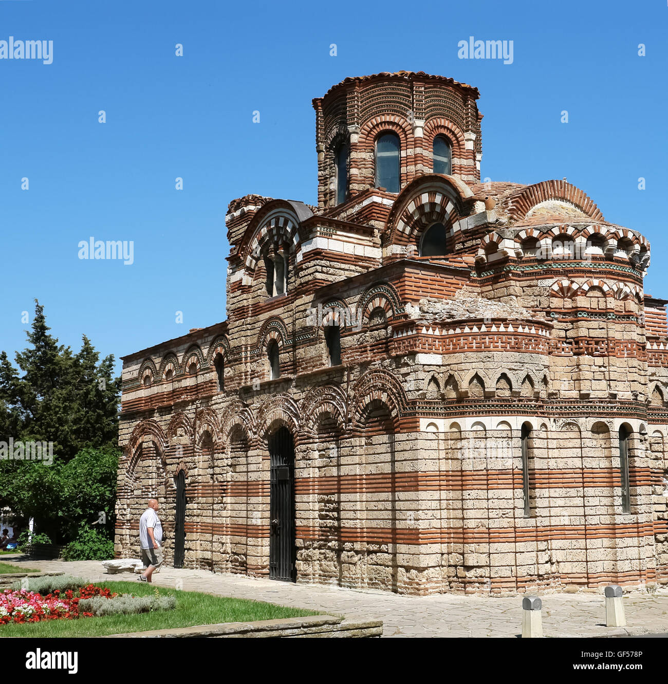 NESSEBAR, BULGARIA - JUNE 15, 2011: Church of Christ Pantocrator on the central square in the old Nessebar town, Bulgaria Stock Photo