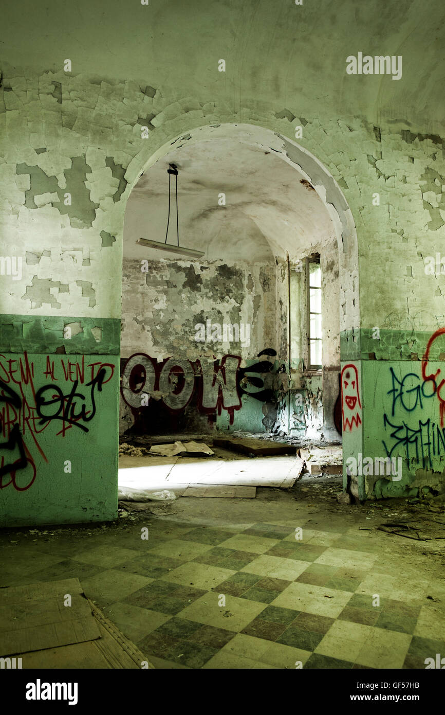 Old mental hospital Mombello in Limbiate near MIlan, Italy Stock Photo