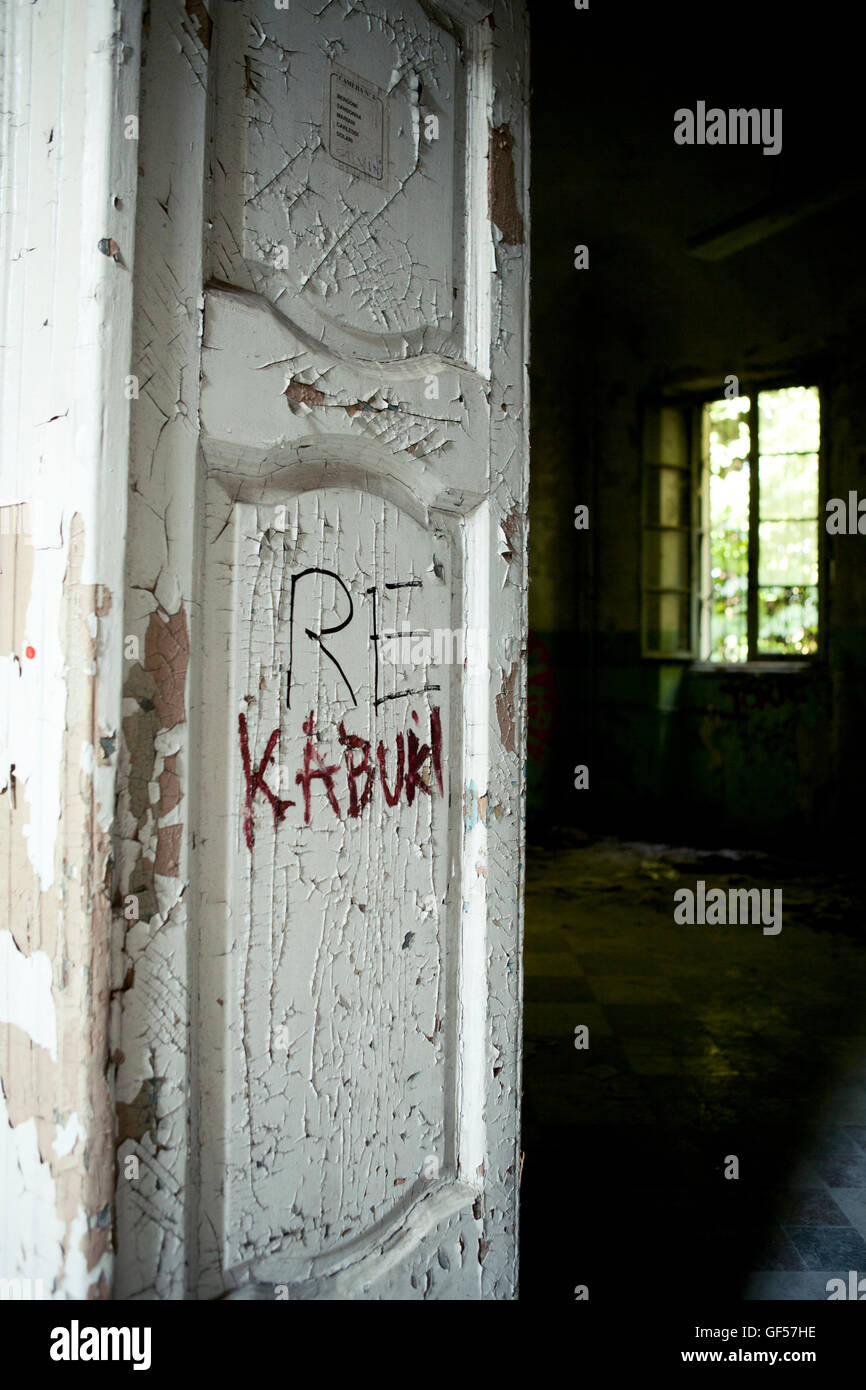 Scary Open Door To Abandoned Room In Derelict Mental