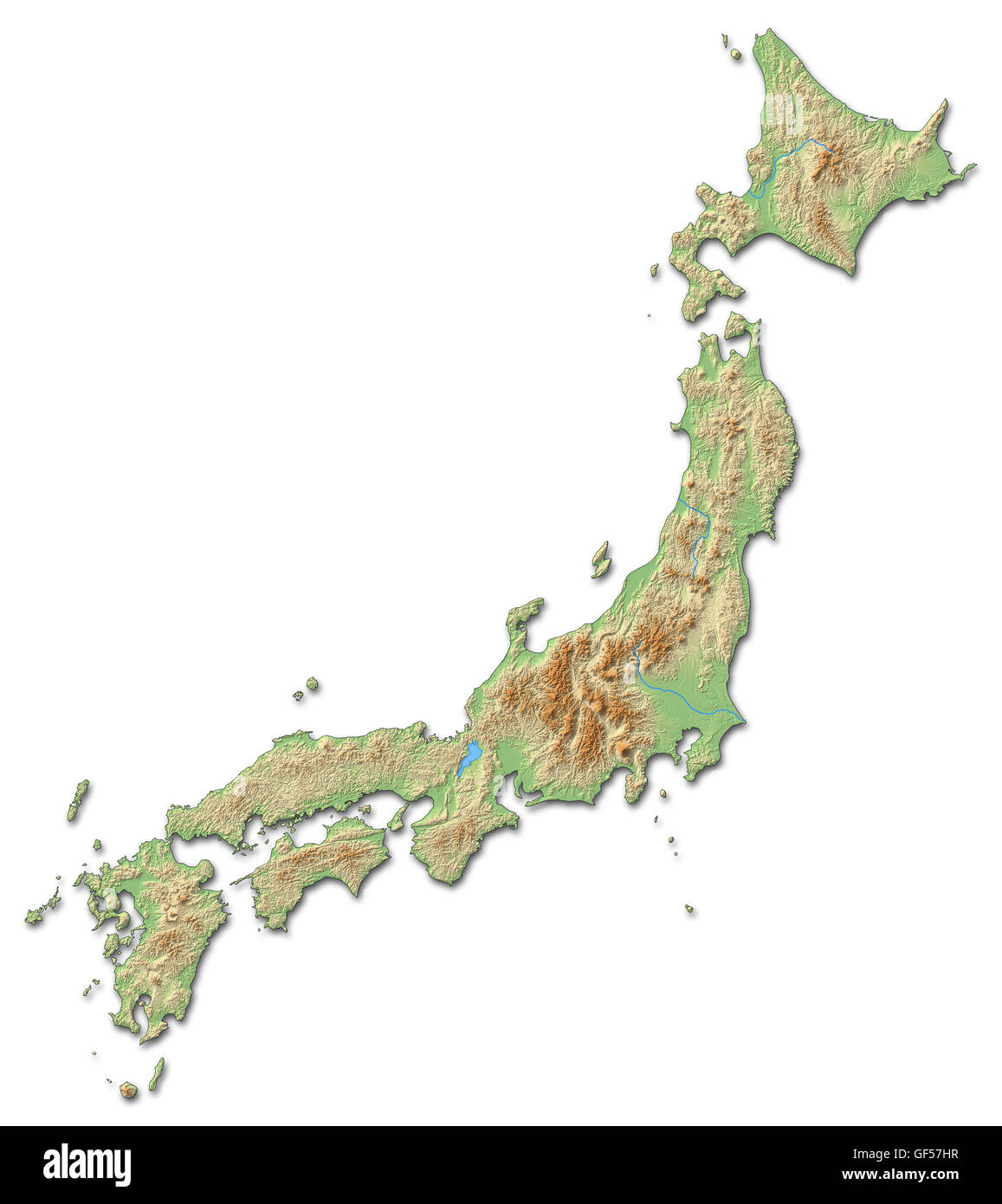 Relief map of Japan with shaded relief. Stock Photo