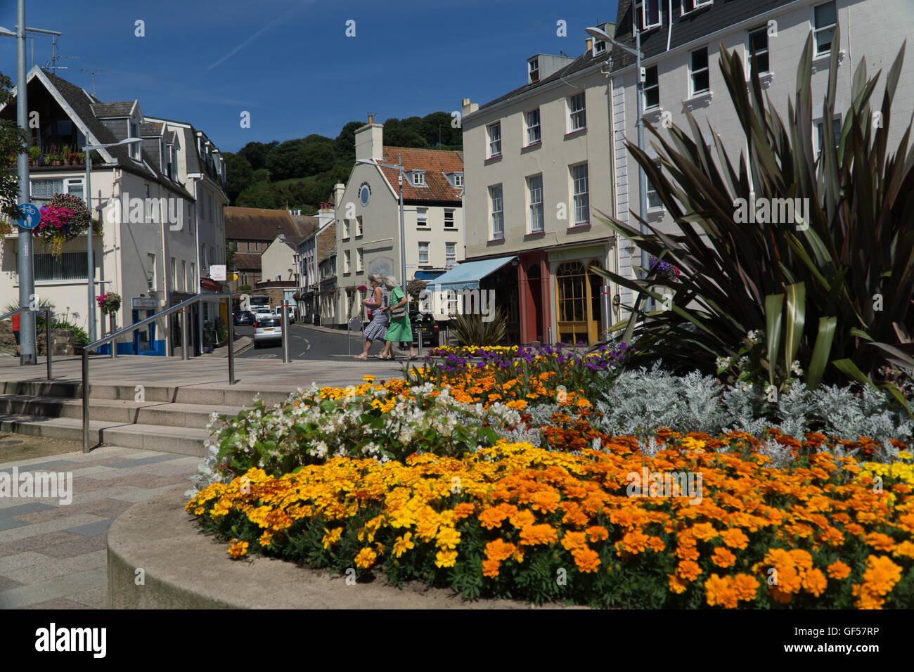 A colourful flower bed in St.Aubin,located in the parish of St.Brelade