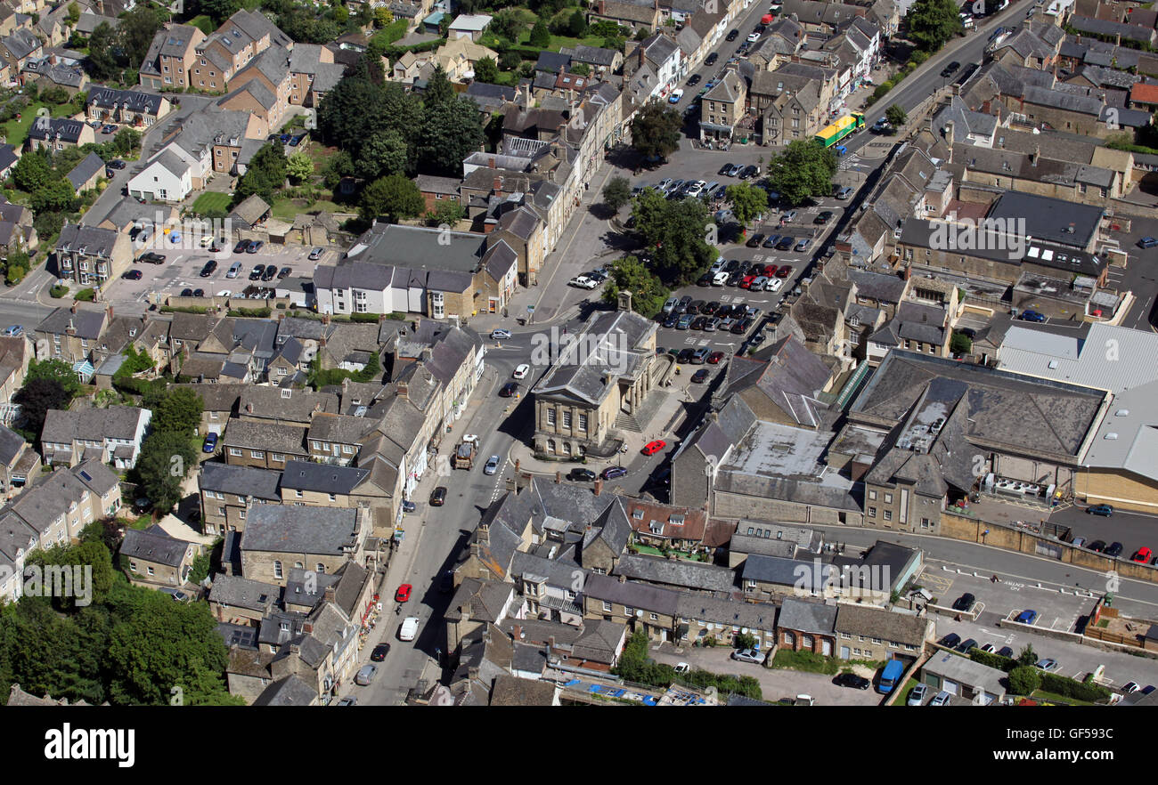 aerial view of Chipping Norton town centre, Oxfordshire, UK Stock Photo
