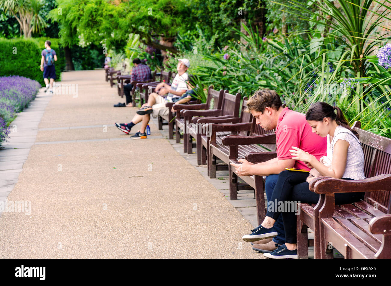 People Sitting On Park Benches Stock Photos People Sitting On