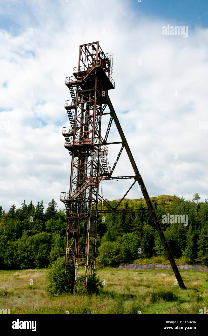 Old Mine Shaft Tower - Banska Stiavnica - Slovakia Stock Photo