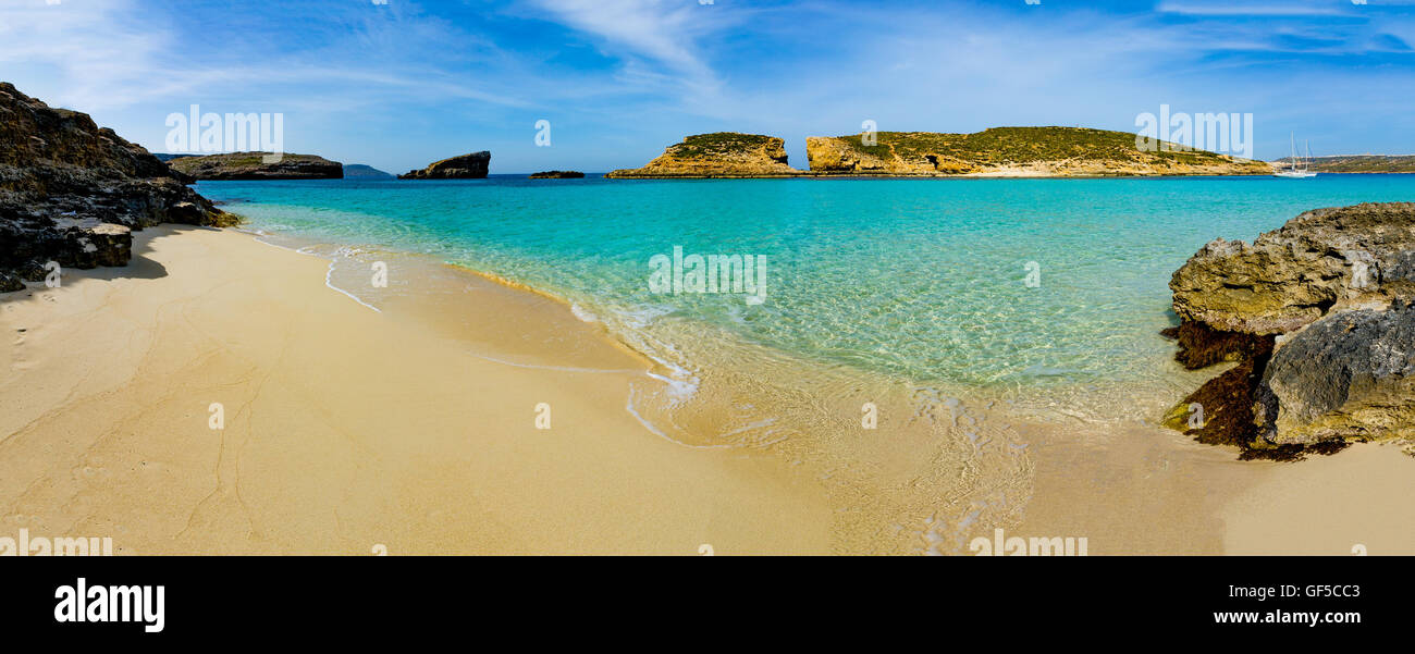The Blue Lagoon on Comino Island, Malta Gozo Stock Photo