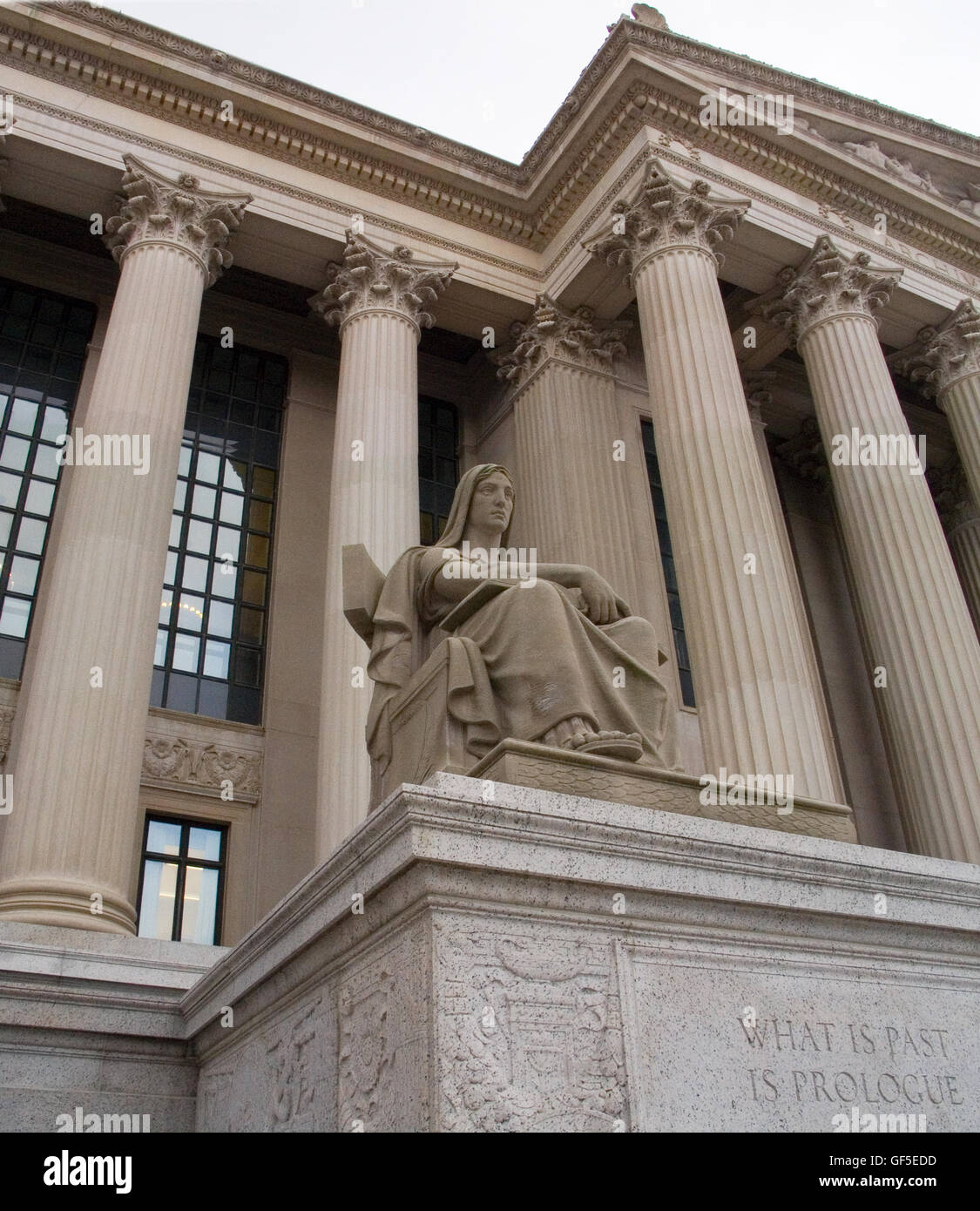 The National Archives building in Washington DC is one of the most impressive structures in the city. Stock Photo