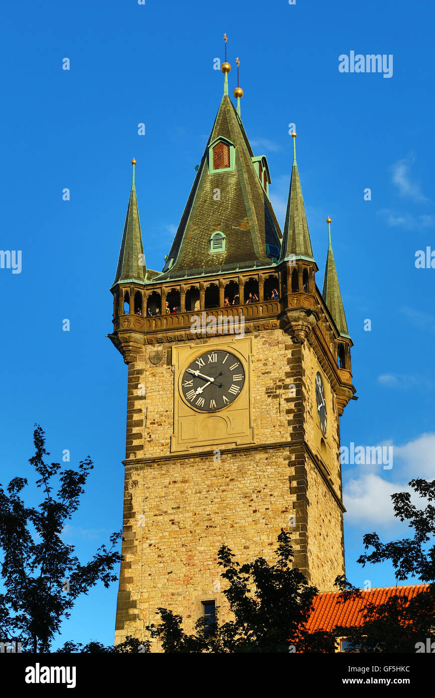 Old Town Hall clock tower in Old Town Square in Prague, Czech Republic