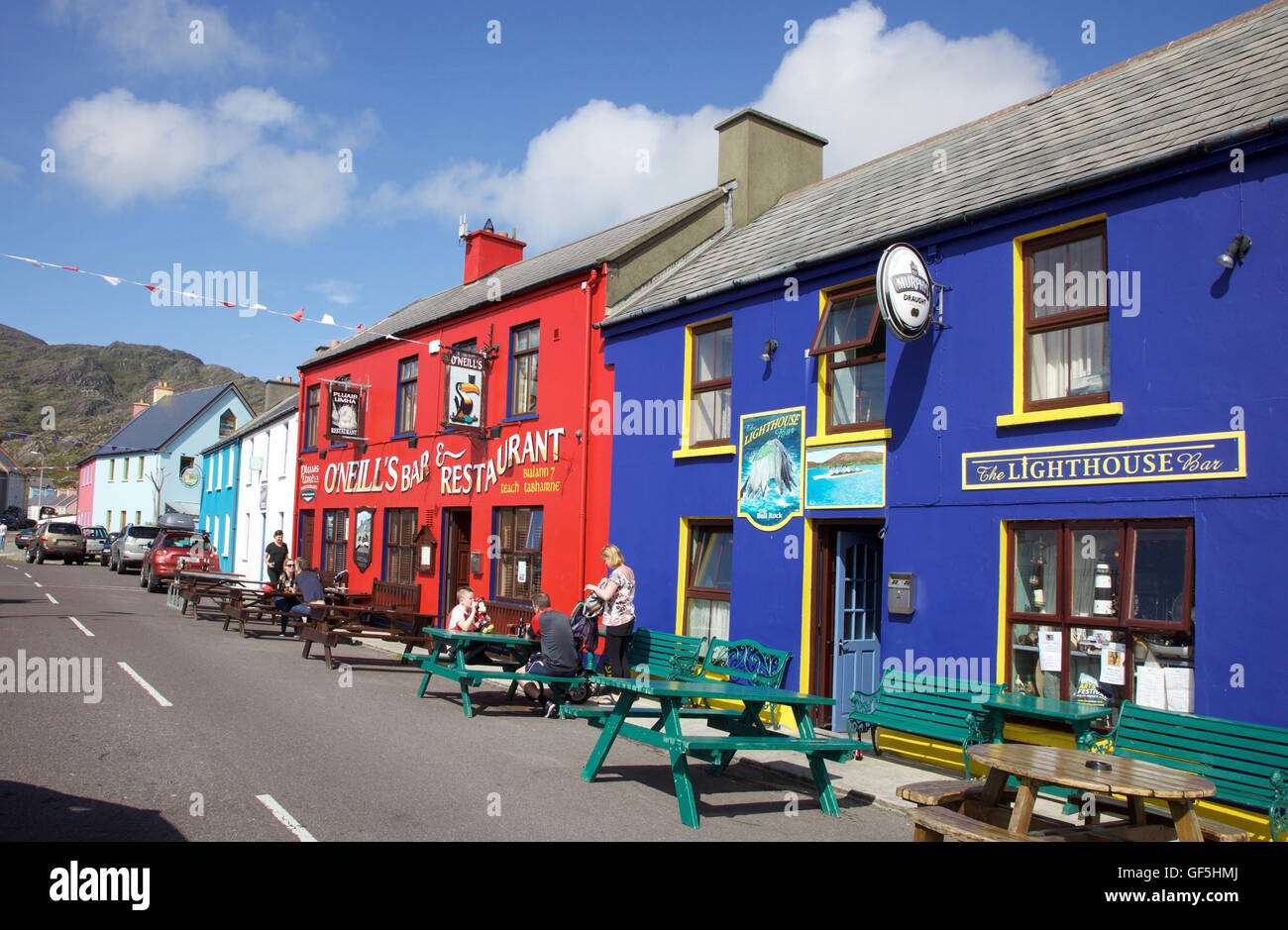 streetscape in Allihies, former copper mining village in West Cork Stock Photo